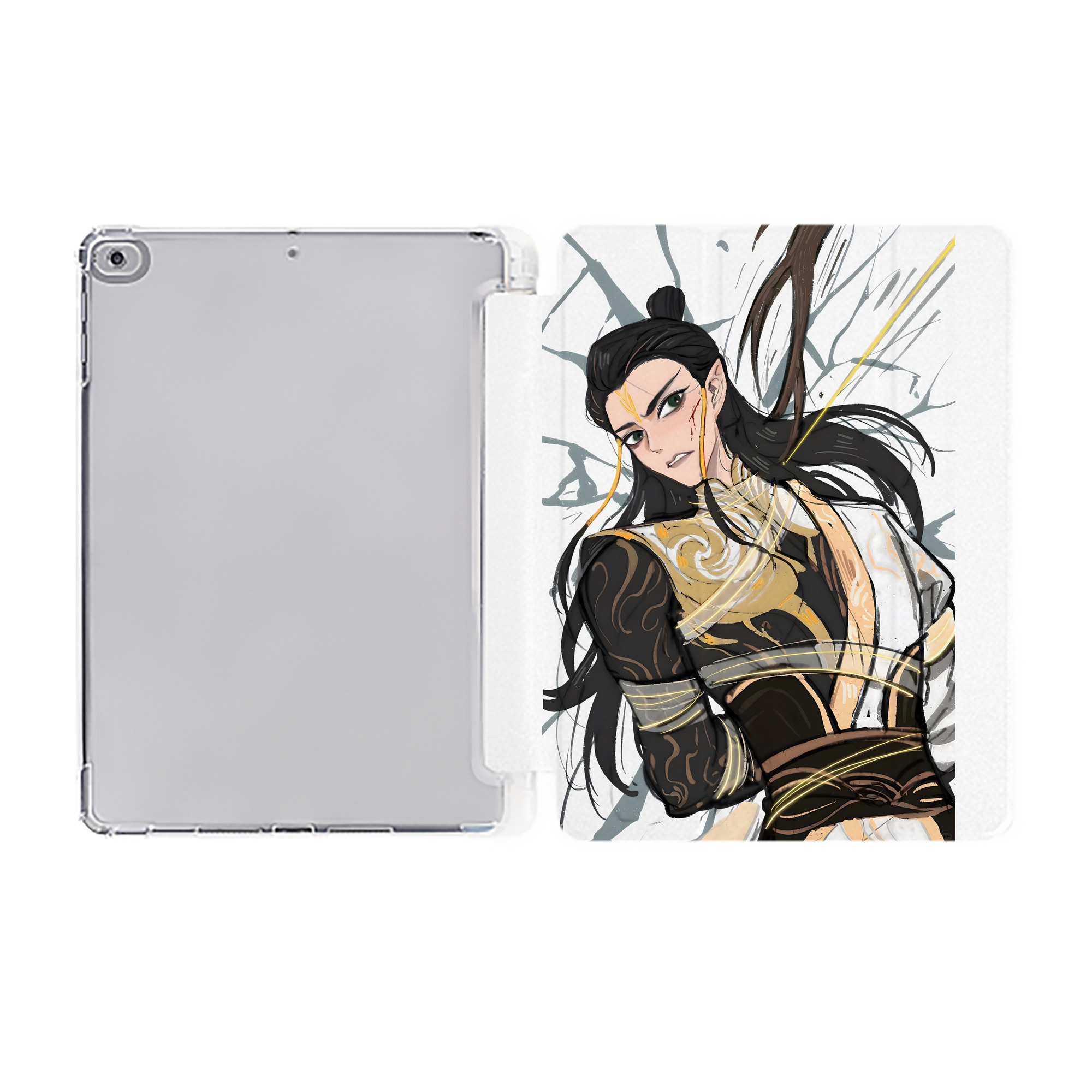 （画像用） Ne Zha 2 ナタ 魔童の大暴れ IPad ケース ペン収納付き 三つ折りスタンド PUレザー×シリコン 対応機種9.5/10.5/10.9インチ